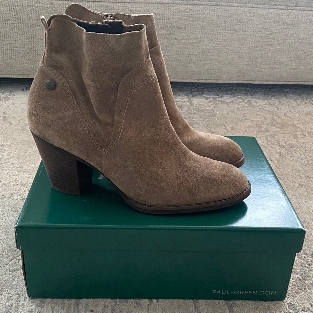 Paul Green Brown Suede Ankle Booties - Picture 1 of 6
